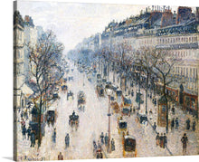  Step into the bustling streets of a bygone era with this exquisite print of a classic artwork. The painter masterfully captures the vibrancy and movement of a busy cityscape, where horse-drawn carriages and elegantly dressed pedestrians animate the scene. Every brushstroke brings to life the architectural beauty of iconic buildings, while the atmospheric perspective invites viewers into a world where history and artistry intertwine.