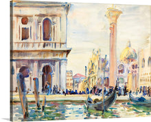  “The Piazzetta” is a watercolor painting created by John Singer Sargent in 1904. The artwork depicts a close-up view of the mooring place in front of the Old Library in Venice, with a glimpse of the column of St Mark in the mid-distance. 