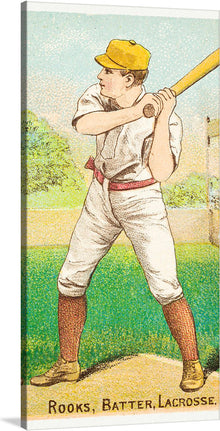  Step back in time with this charming vintage artwork, capturing the essence of America’s favorite pastime. The print features a batter, poised and ready, evoking the timeless spirit of baseball. Every stitch of the uniform, the classic stance, and the vibrant backdrop transport you to a simpler era where the crack of a bat and cheers from the crowd were pure magic. This piece is not just an artwork but a slice of history, ready to adorn your walls and bring nostalgia to any room.