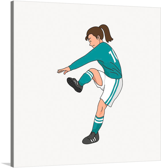 “Woman Soccer Player” captures the essence of athleticism and passion. In this striking illustration, a player dons a vibrant green jersey, her focus unwavering. The dynamic energy of the game is palpable—the kick, the sprint, the pursuit of victory. The muted background allows her to shine, every stroke of the artist’s brush echoing the roar of the crowd. 