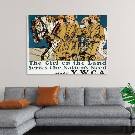 "The girl on the land serves the nation's need (1918)", Edward Penfield