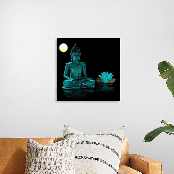 "Buddha Statue in Teal"