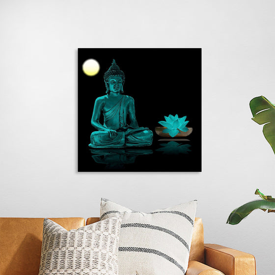 "Buddha Statue in Teal"