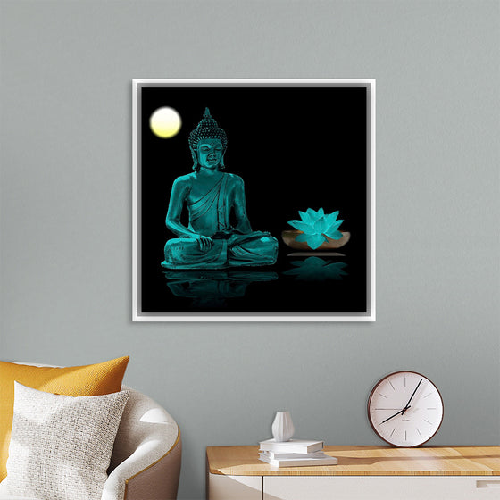 "Buddha Statue in Teal"