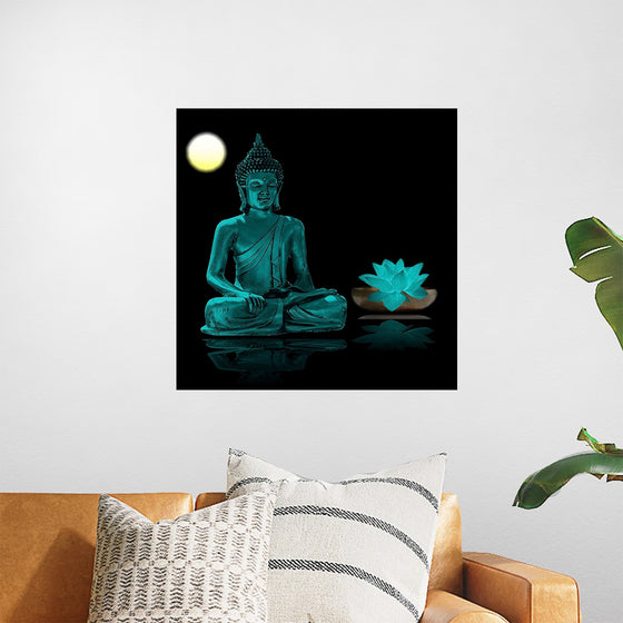 "Buddha Statue in Teal"