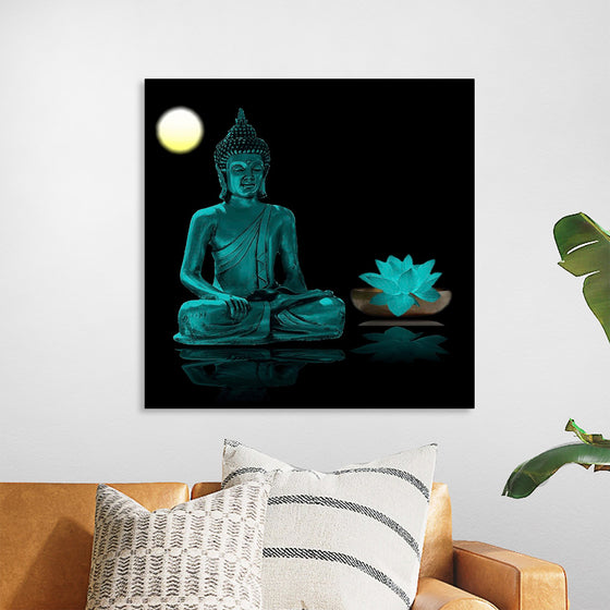 "Buddha Statue in Teal"