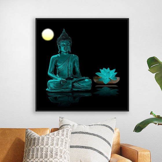 "Buddha Statue in Teal"