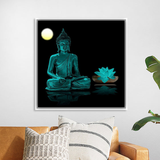 "Buddha Statue in Teal"