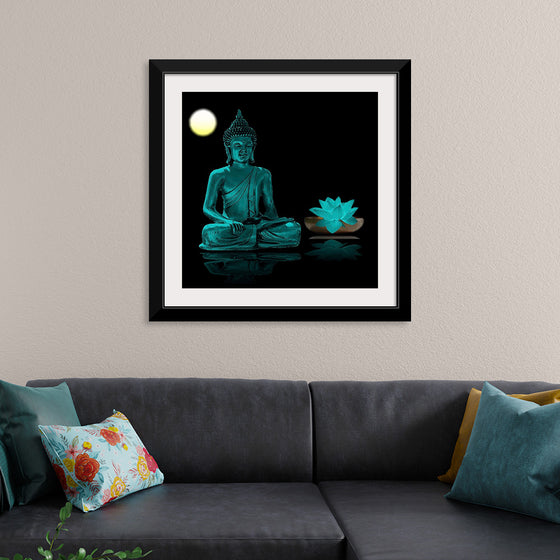 "Buddha Statue in Teal"