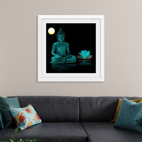 "Buddha Statue in Teal"