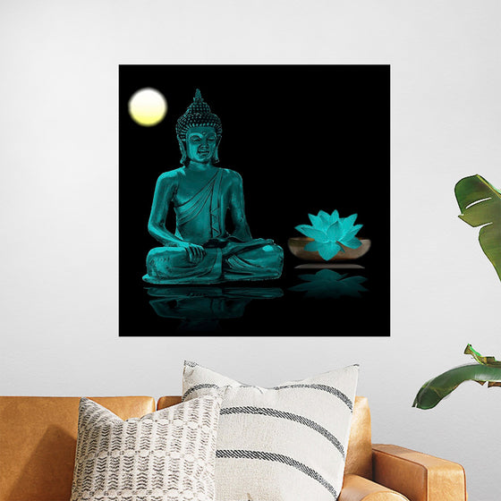 "Buddha Statue in Teal"