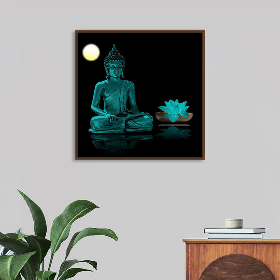 "Buddha Statue in Teal"