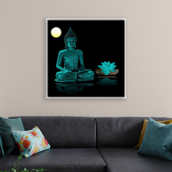 "Buddha Statue in Teal"