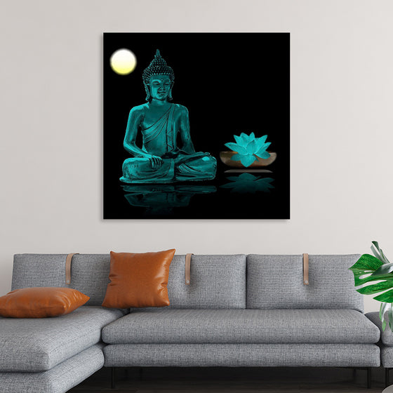 "Buddha Statue in Teal"