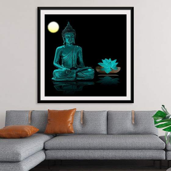 "Buddha Statue in Teal"