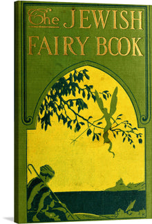  “The Jewish Fairy Book” print invites you into an enchanting world where nature and imagination intertwine. The artwork, rich with vibrant hues of green and yellow, features a silhouette of a thoughtful figure engrossed in the mesmerizing view of a distant landscape. Above, a bird gracefully dances amidst lush foliage, underlining the harmonious blend of natural and fantastical elements. 