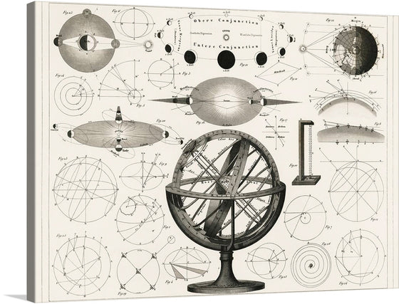 This print of “Bolder-Atlas” by Brockhaus is a stunning piece of art that showcases the beauty of scientific illustrations. The print features a variety of intricate and detailed illustrations including globes, celestial bodies, and scientific instruments.