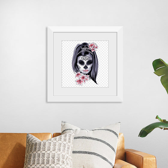 "Sugar skull with flowers"