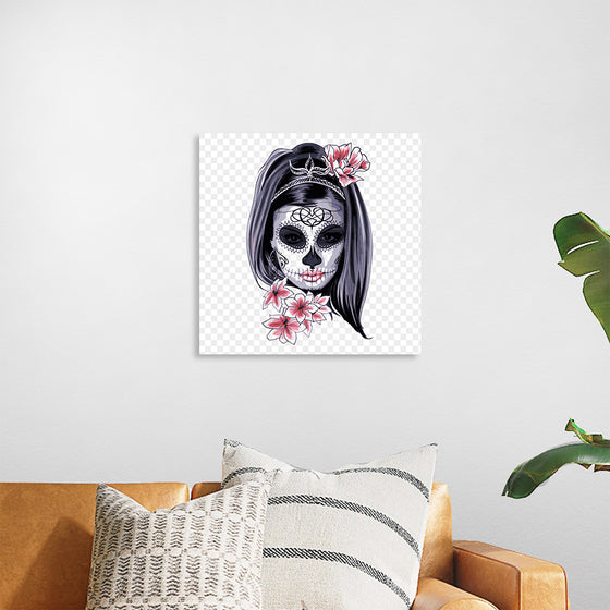 "Sugar skull with flowers"