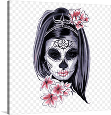  “Sugar Skull with Flowers” is a captivating and vibrant piece of art that seamlessly blends tradition and modernity. The intricate details of the colorful sugar skull draw you in, adorned with delicate floral patterns that evoke both life and remembrance. The juxtaposition of the skull’s symbolism with the lively blooms creates a harmonious balance—a celebration of Dia de los Muertos.