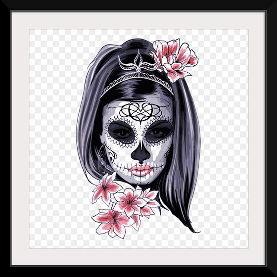 "Sugar skull with flowers"