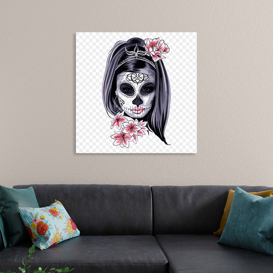 "Sugar skull with flowers"