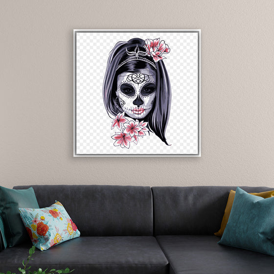 "Sugar skull with flowers"