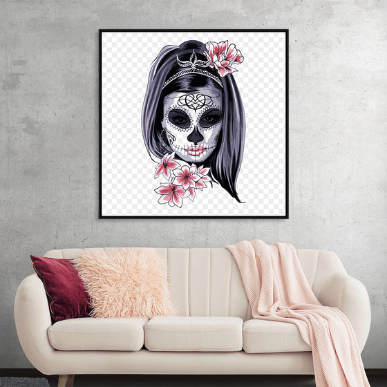 "Sugar skull with flowers"