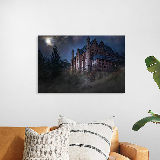 "Mystical Castle in Dark Forest"