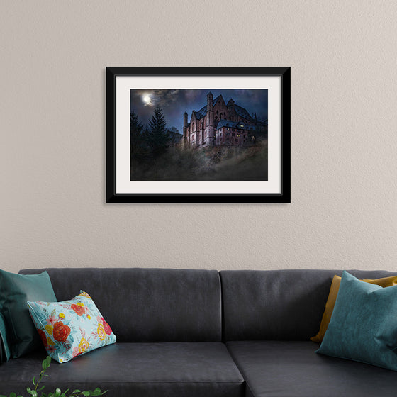 "Mystical Castle in Dark Forest"