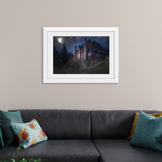 "Mystical Castle in Dark Forest"