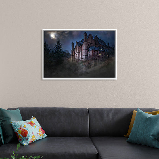 "Mystical Castle in Dark Forest"