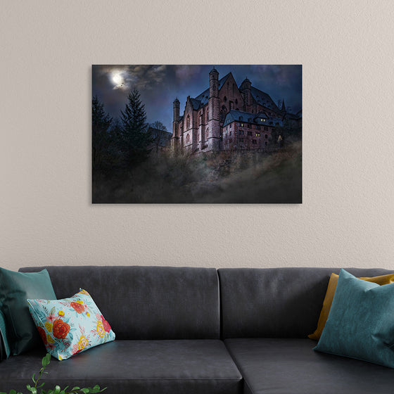 "Mystical Castle in Dark Forest"