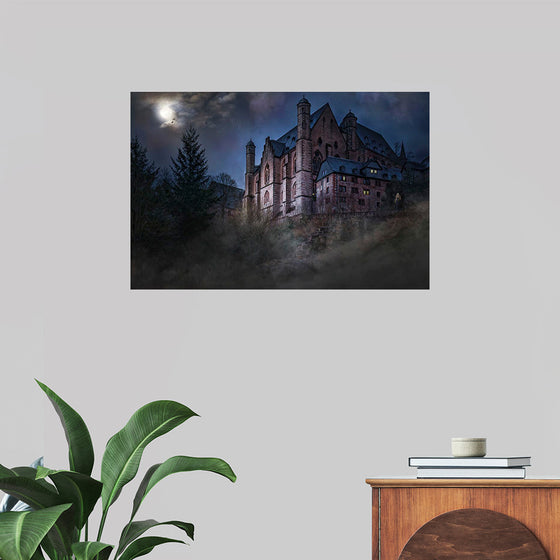 "Mystical Castle in Dark Forest"