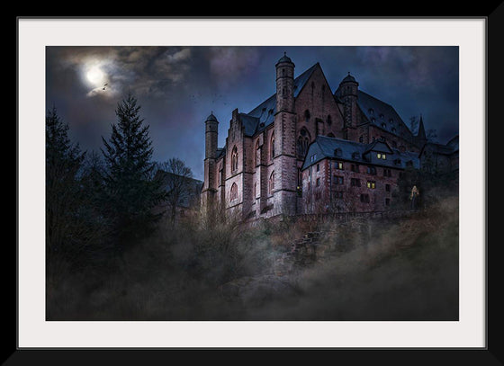 "Mystical Castle in Dark Forest"