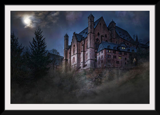 "Mystical Castle in Dark Forest"