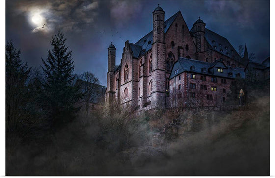 "Mystical Castle in Dark Forest"