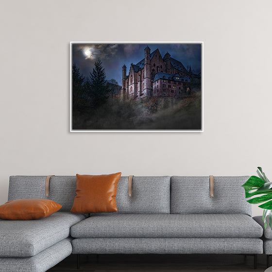 "Mystical Castle in Dark Forest"