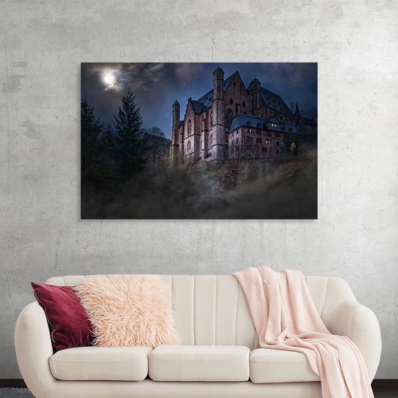 "Mystical Castle in Dark Forest"