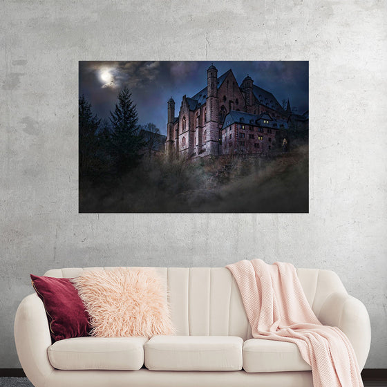 "Mystical Castle in Dark Forest"