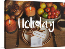  “Happy Holiday Love Celebration Feast” is a captivating and heartwarming artwork that captures the essence of holiday gatherings. The print features a meticulously laid table adorned with succulent roasted meat, fresh vibrant vegetables, and the soft glow of candles illuminating a scene of abundance and togetherness.