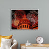 "Fireworks above courthouse building, USA"