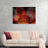 "Fireworks above courthouse building, USA"