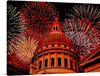 “Fireworks above courthouse building, USA” is a stunning print that captures the excitement and beauty of a fireworks display over a courthouse building in the USA.