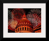 "Fireworks above courthouse building, USA"