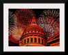 "Fireworks above courthouse building, USA"