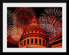 "Fireworks above courthouse building, USA"