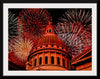 "Fireworks above courthouse building, USA"