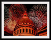 "Fireworks above courthouse building, USA"