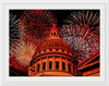 "Fireworks above courthouse building, USA"